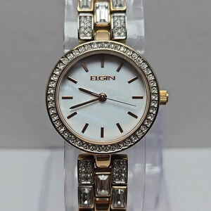 Womens Elgin EG10003ST Quartz Watch Rose Gold Crystals Rhinestones New Battery